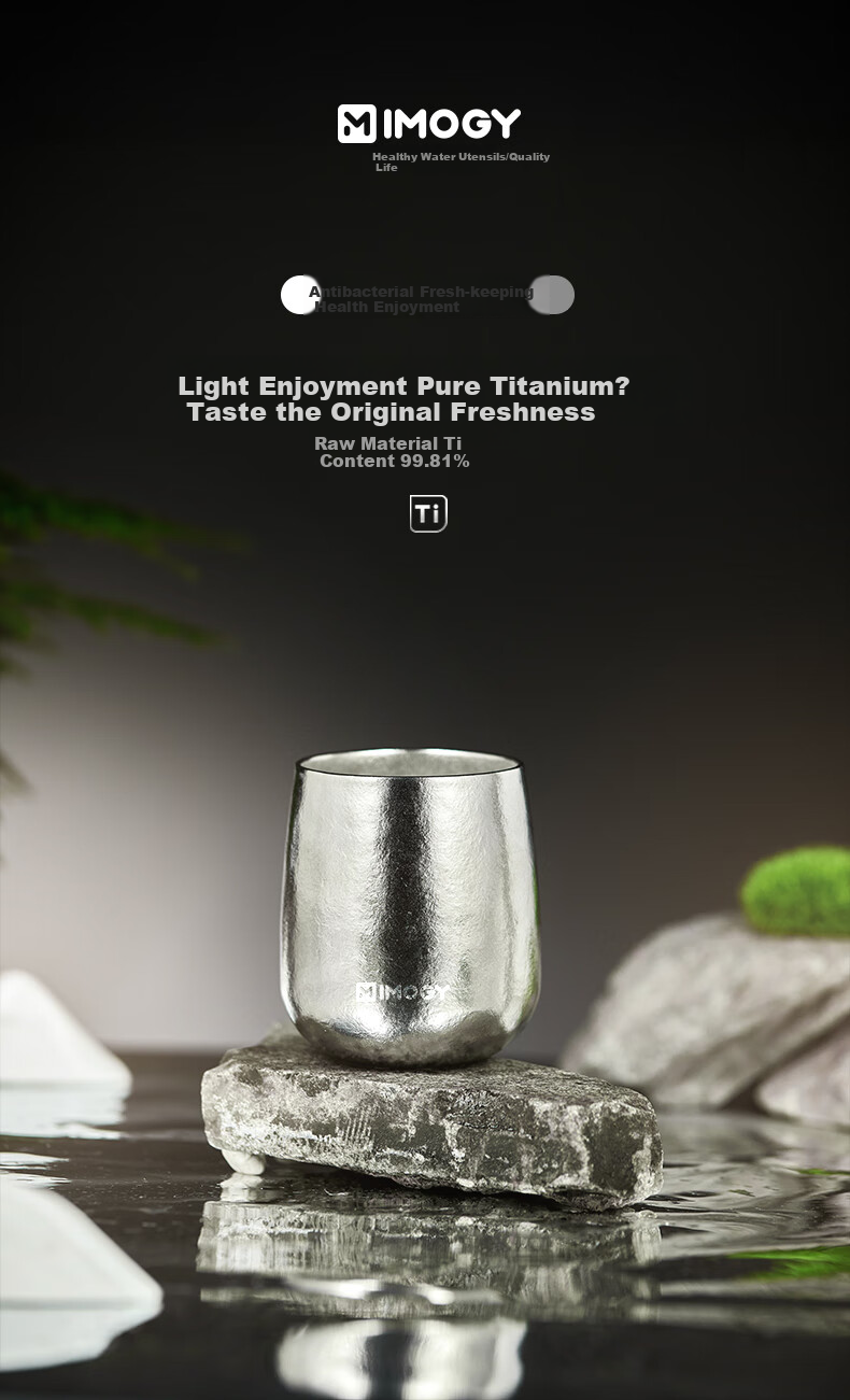 IMOGY Double-Layer Pure Titanium High-End Open Cup, Mini Compact Portable Office Cup, Simple Water Cup, Home Coffee Mug 1