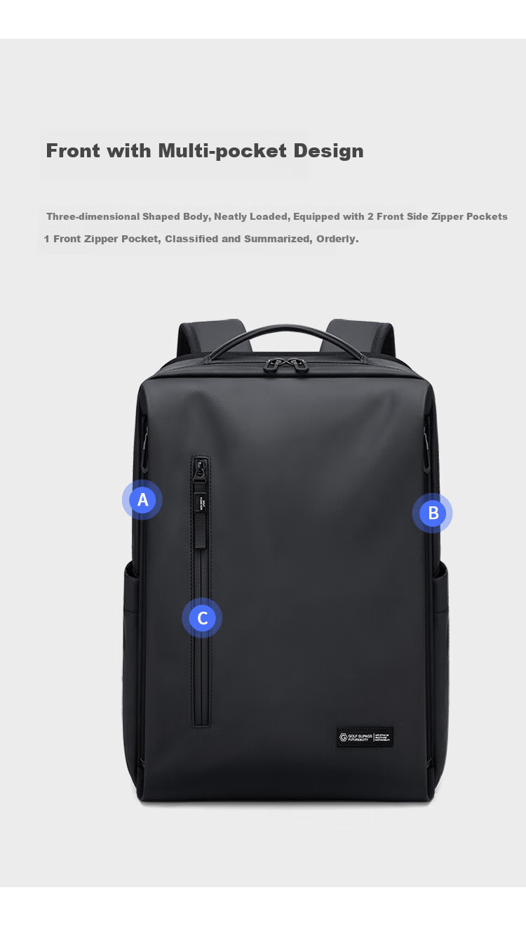 GOLF Backpack for Men, Travel Backpack 15.6/16 Inch Laptop Bag, Student Schoolbag with Multiple Compartments, Water-Resistant Business Travel Bag 7