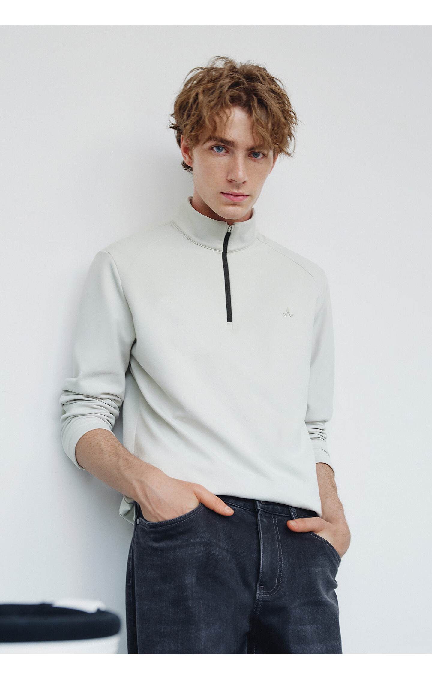 Navigare Celebrity-Inspired Small Sailboat Men's Half-Zip Brushed Casual Sweatshirt Inner Layer Top 1135845304 37