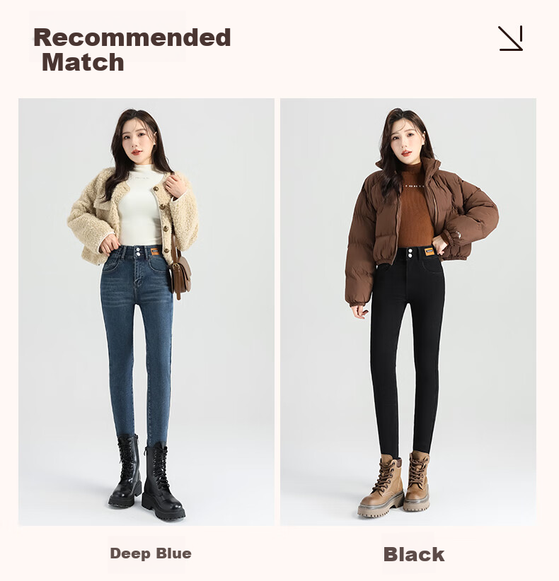 LangSha High-Waisted Jeans with Double Buttons for Women, Spring And Autumn Fashion, Leather Label, Skinny Pants, High Elasticity, Slimming, Fitted Pencil Pants for Wome 11