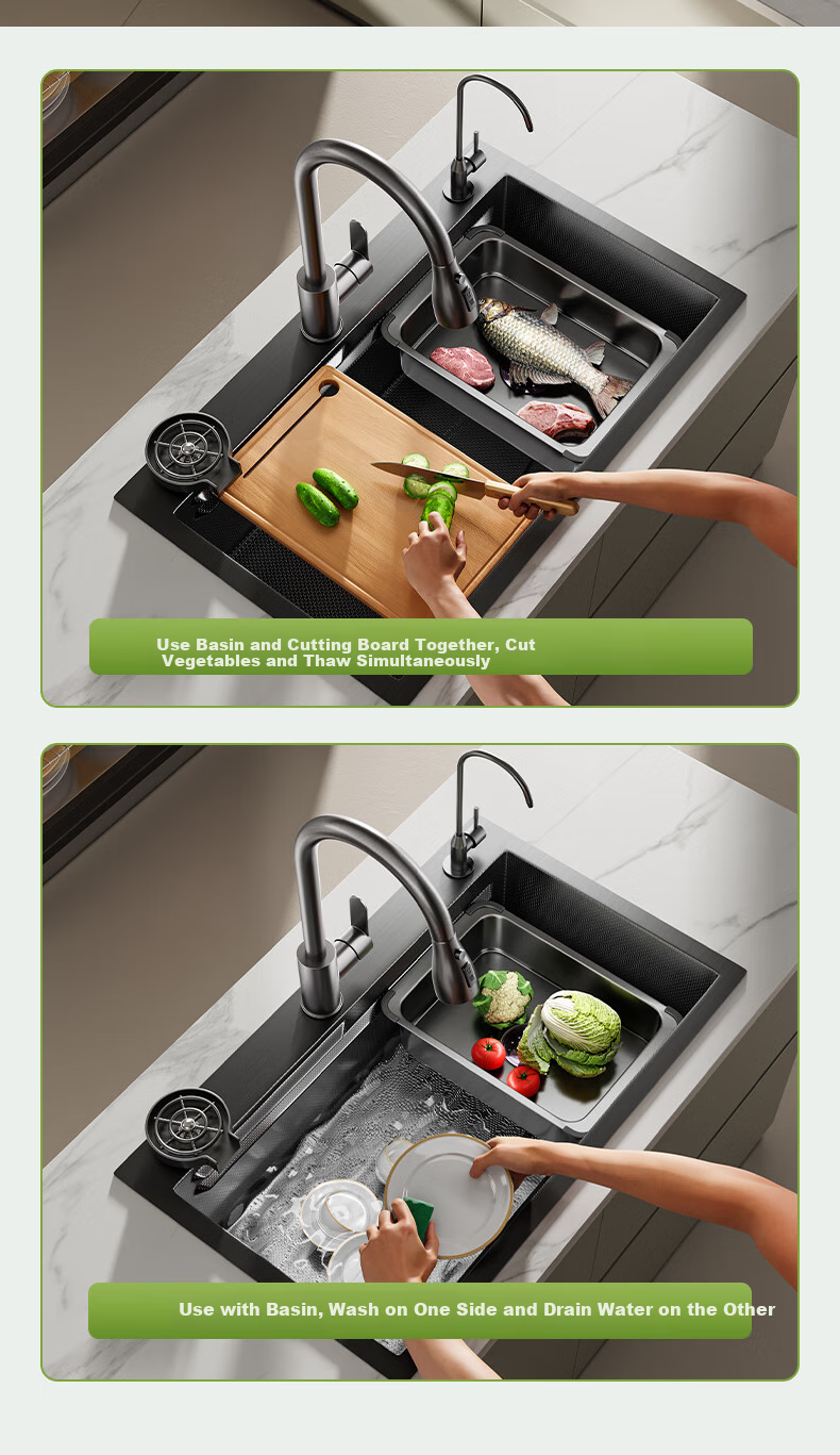 MJONI [15% Refreshing Subsidy] Kitchen Sink Large Single Basin, Vegetable Washing Sink Integrated Basin, 304 Stainless Steel Dishwashing Sink 12