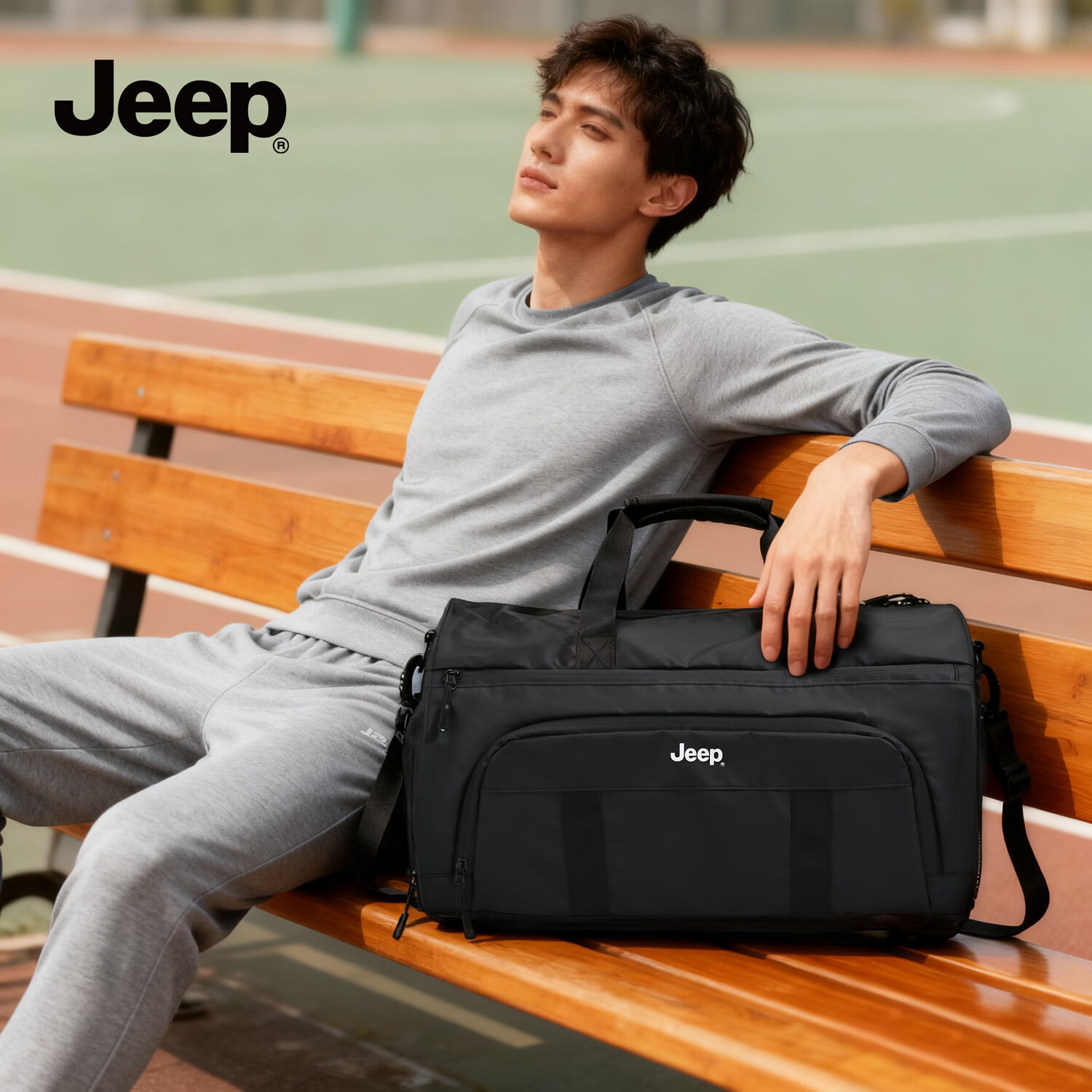 JEEP Multifunctional Large Capacity Gym Bag with Shoe Compartment Crossbody Travel Handbag