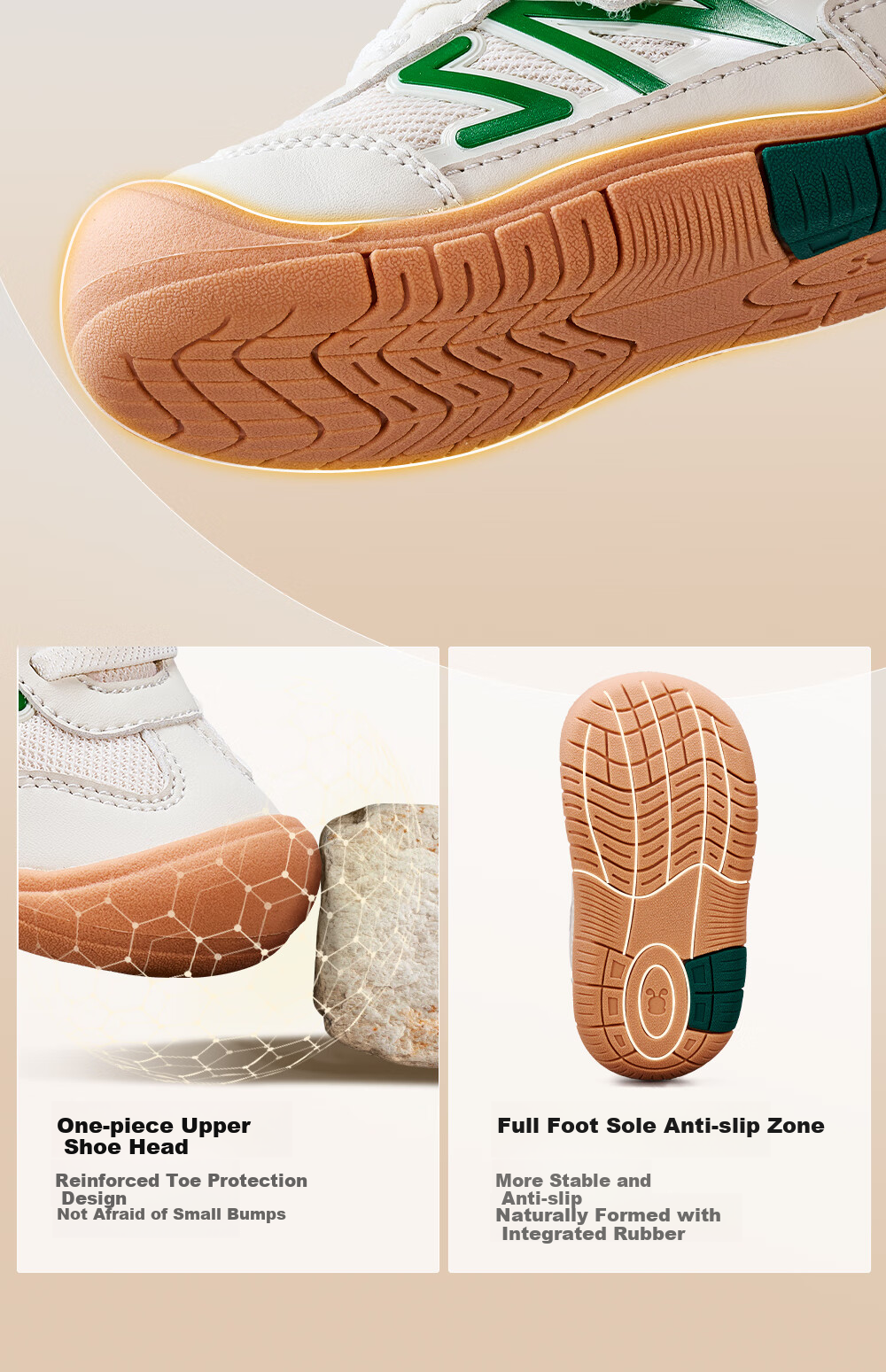 BOBDOG Children's Shoes, Boys And Girls Functional Shoes, Breathable Spring Style, Non-Slip Baby Walking Shoes, Infant Footwear, Beige/green, Size 22 8