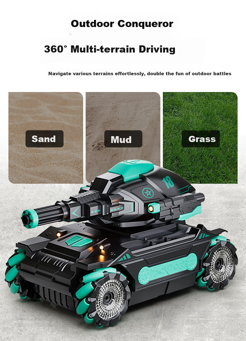 Xingyayoupin Children's Toy, Remote Control Car Tank Water Bomb Vehicle, Four-Wheel Drive Stunt Racing Car, Birthday Gift for Boys Aged 3-6 4