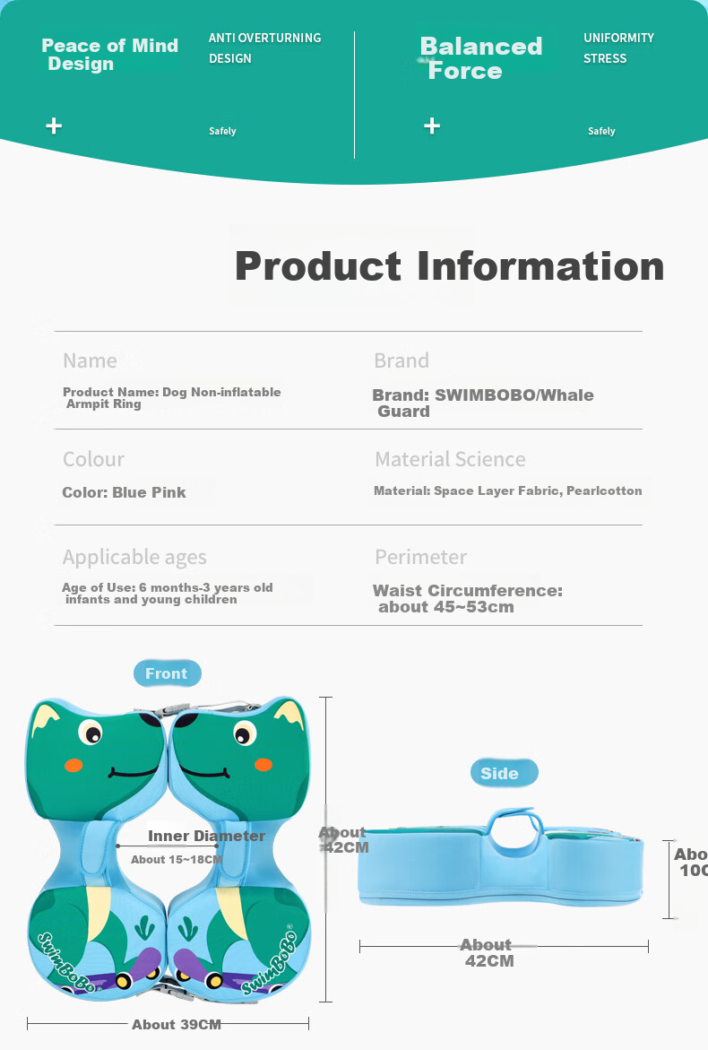 Swimbobo Baby Swim Ring, Children's Inflatable Armpit Ring, Swimming Equipment, Infant Bathing Aid, Water Play K7907P 1