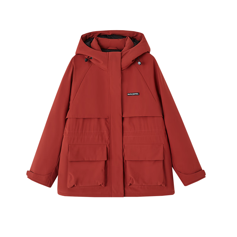 Demana [Three-proof Black Technology] Winter Warm 90% Goose Down Nordic Jacquard Cotton Hooded Velcro Women's Down Jacket