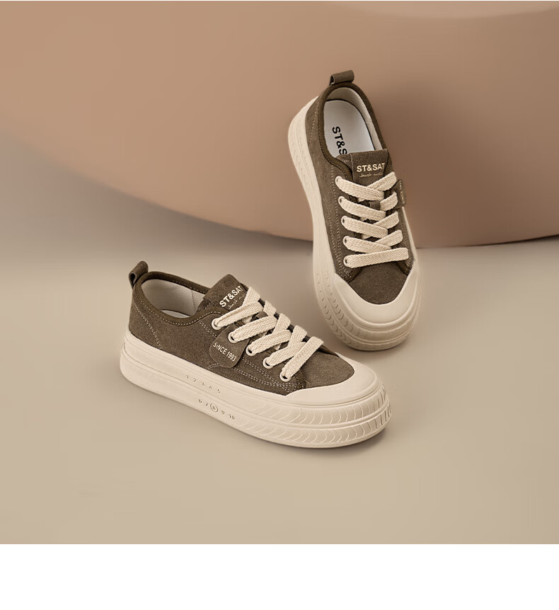 St&Sat Women's Platform Sneakers 2025 New Autumn Winter Height Increasing Casual Retro Slip-On Soft Sole Canvas Shoes 14