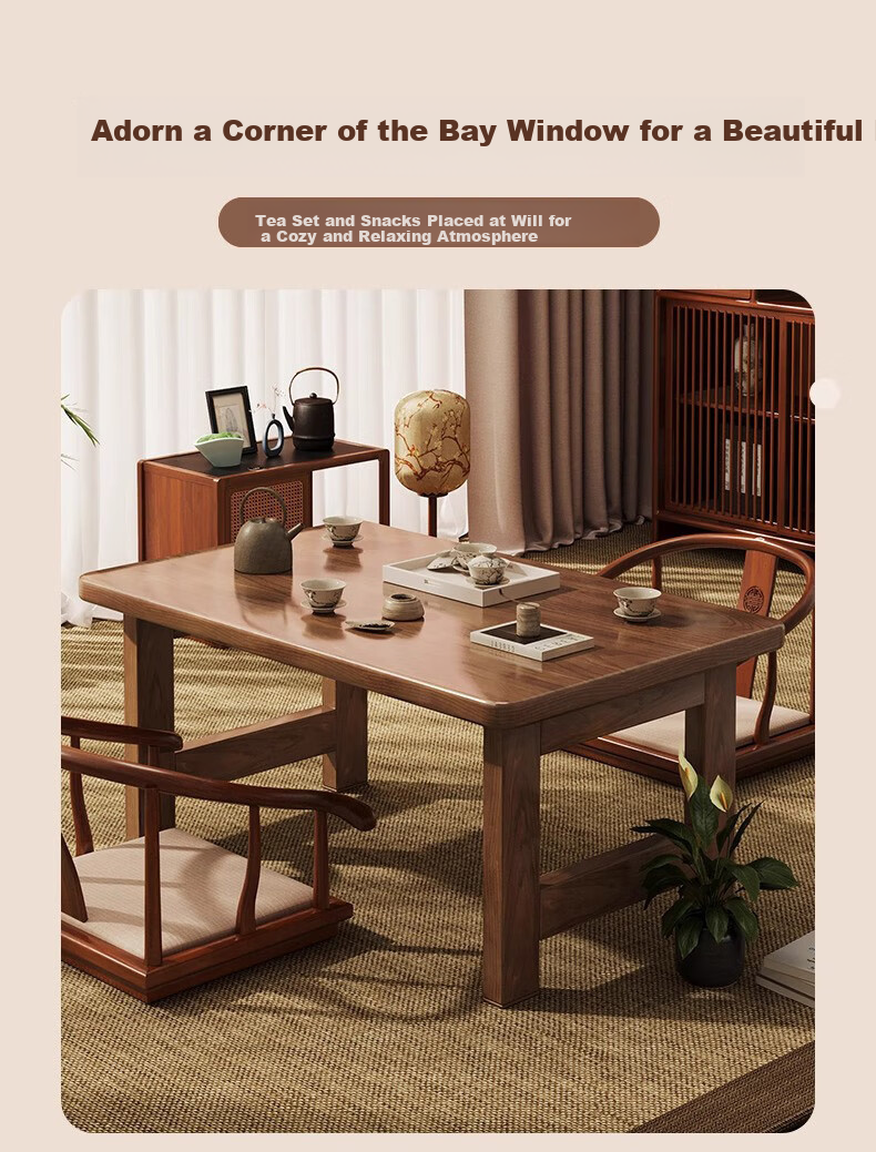 Zhuobo Coffee Table, Tea Table, Bay Window Table, Kang Table, Bedside Table, Small Table, Folding Table BZ52 Walnut Color 60*40cm 1