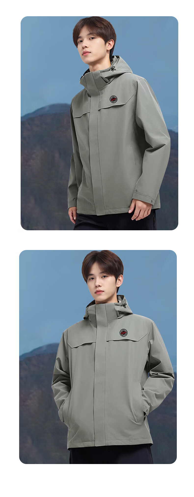 Warrior Men's Outdoor Softshell Jacket Two-Piece 3-in-1 Detachable Fleece Lining Windproof Mountaineering Coat 9