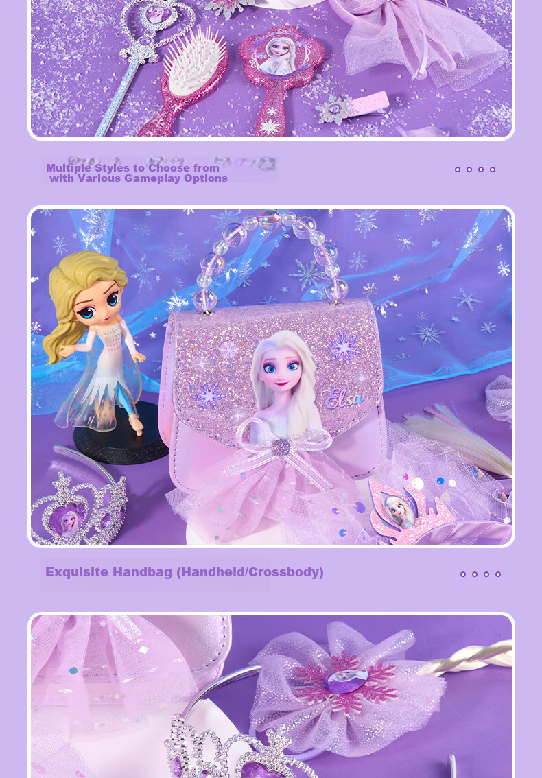 Disney Elsa Princess Bag, for Ages 6-12, 9-Year Children's Toy, Birthday Gift for Girls, 8-Year Girl Frozen Elsa Hair Accessories 11