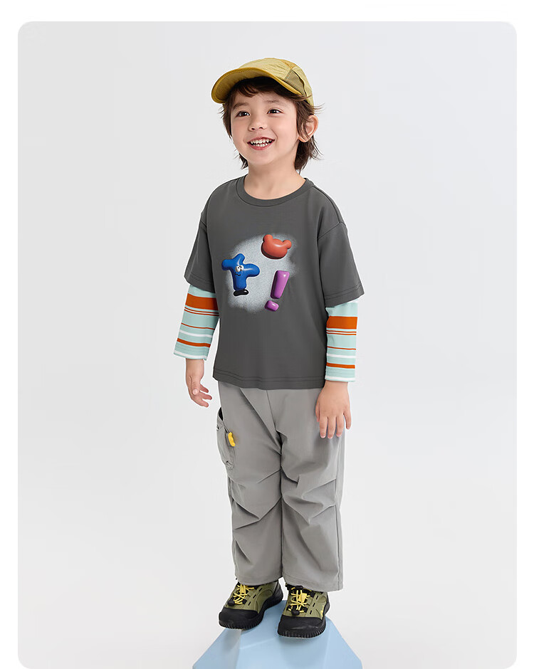 BALABALA Children's Clothing Baby T-Shirt Faux Two-Piece Long-Sleeve Top for Girls, Autumn Wear 2025, Printed Cute 209325100004 16