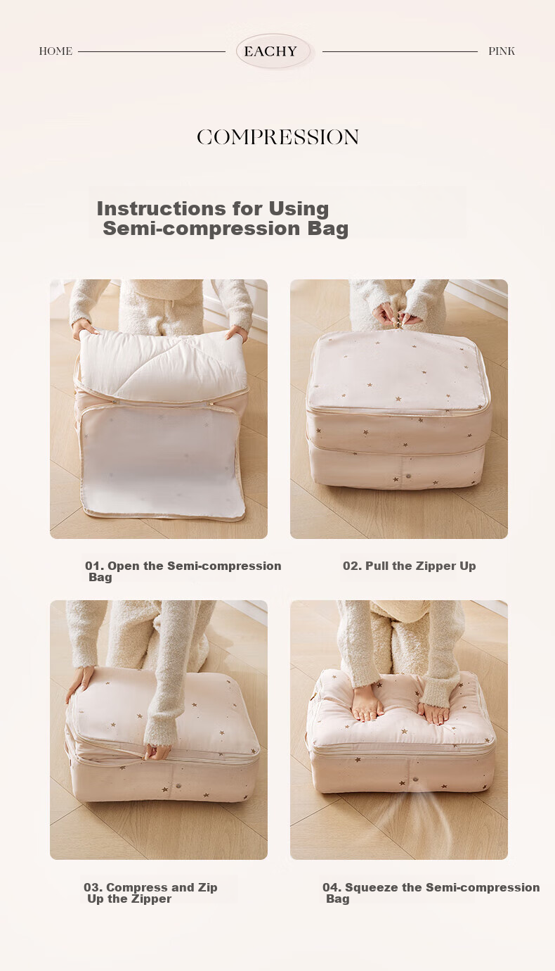 EACHY Quilt Storage Compression Bag for Down And Silk Quilts, Specialized Bedding Organizer Bag, Small Moonlight XL 10