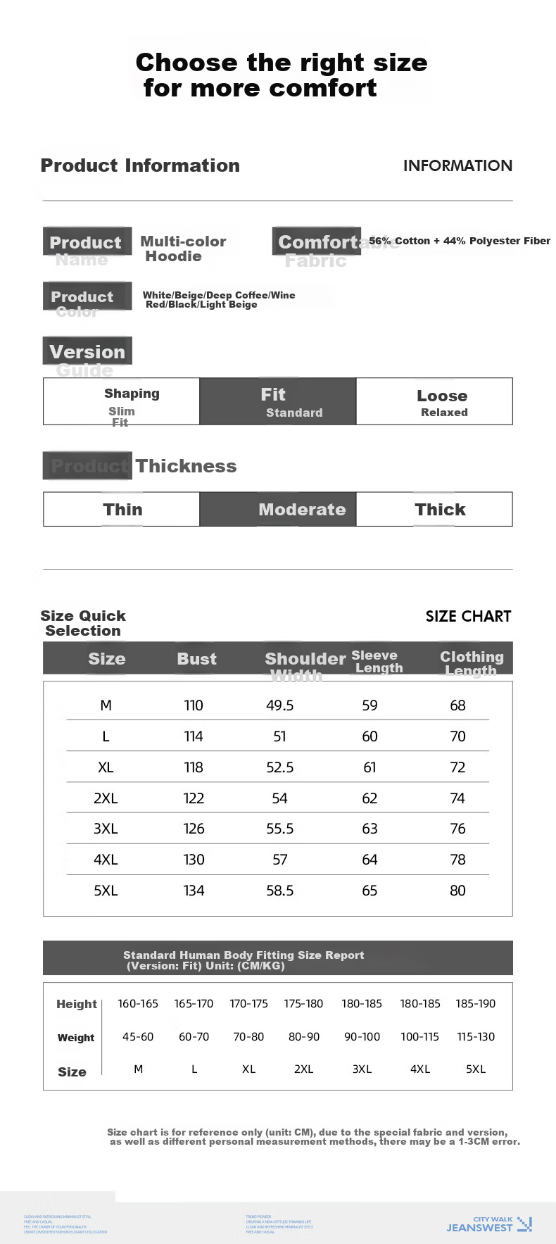 JEANSWEST LIFE Men's Hooded Sweatshirt, Spring And Autumn Heavy Cotton Casual Loose Top, Youth Trendy Versatile Jacket 6