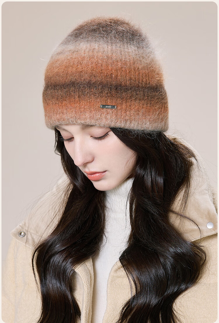 JIUMU Alpaca Wool Warm Knitted Beanie Autumn Winter Cold Weather Outdoor Ear Protection Hat for Women 7