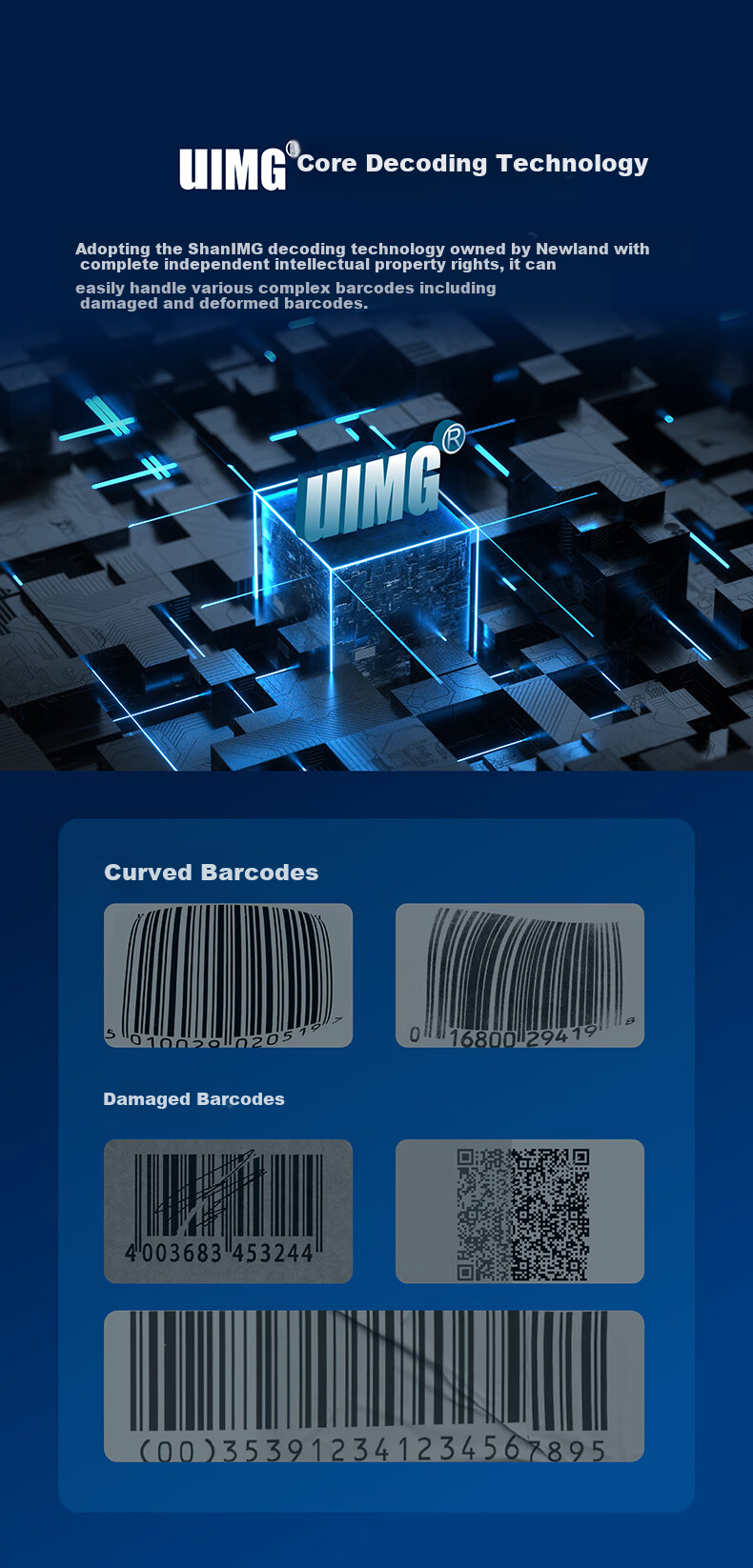 Newland NLS-HR2000, Handheld Barcode Scanner for 1D/2D, Supermarket Checkout Scanner, Logistics Factory Paper Screen Scanner 2