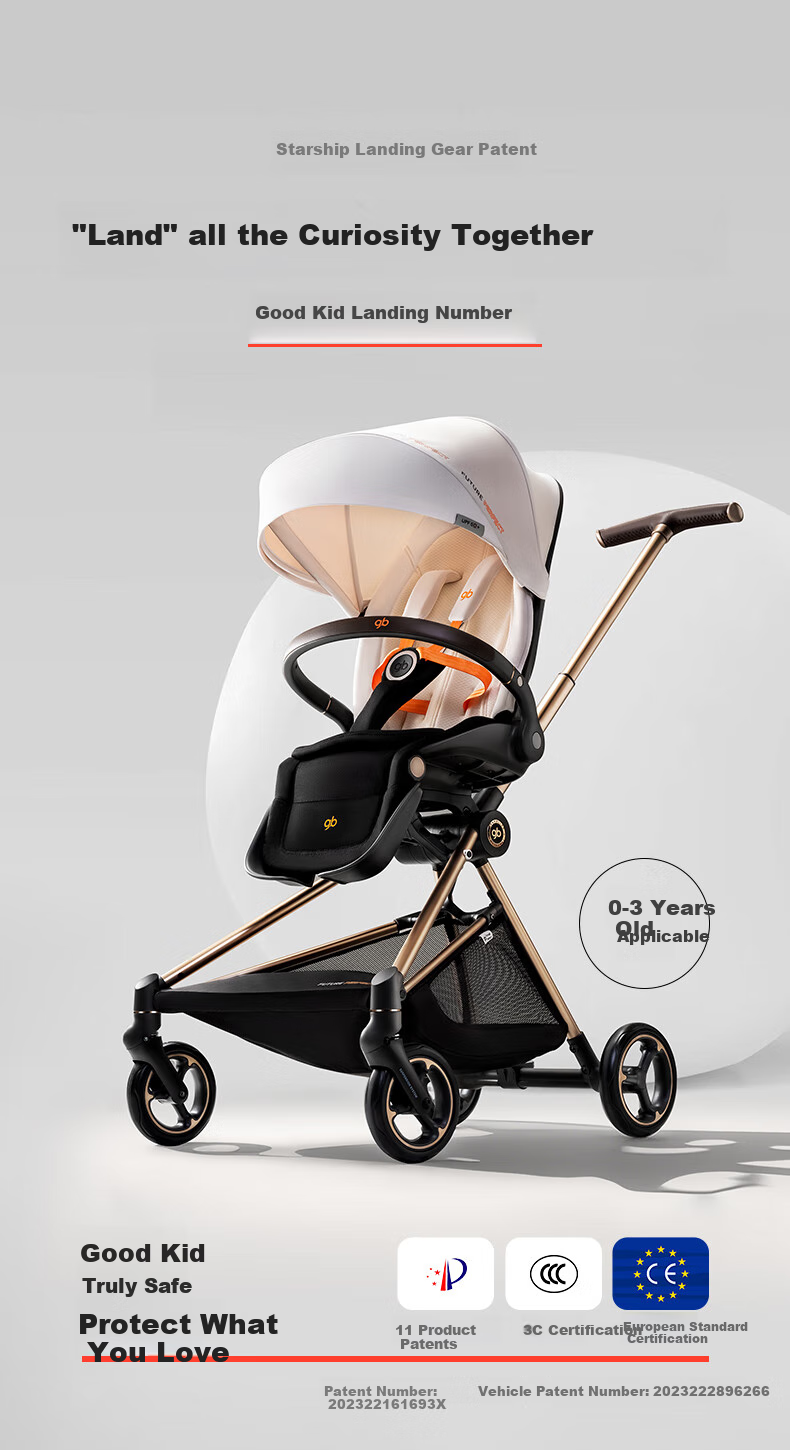 Gb Landing Stroller, Baby Carriage with Sitting And Reclining Options, Lightweight, Reversible, Cybex Frame, Suitable for Ages 0-3 1