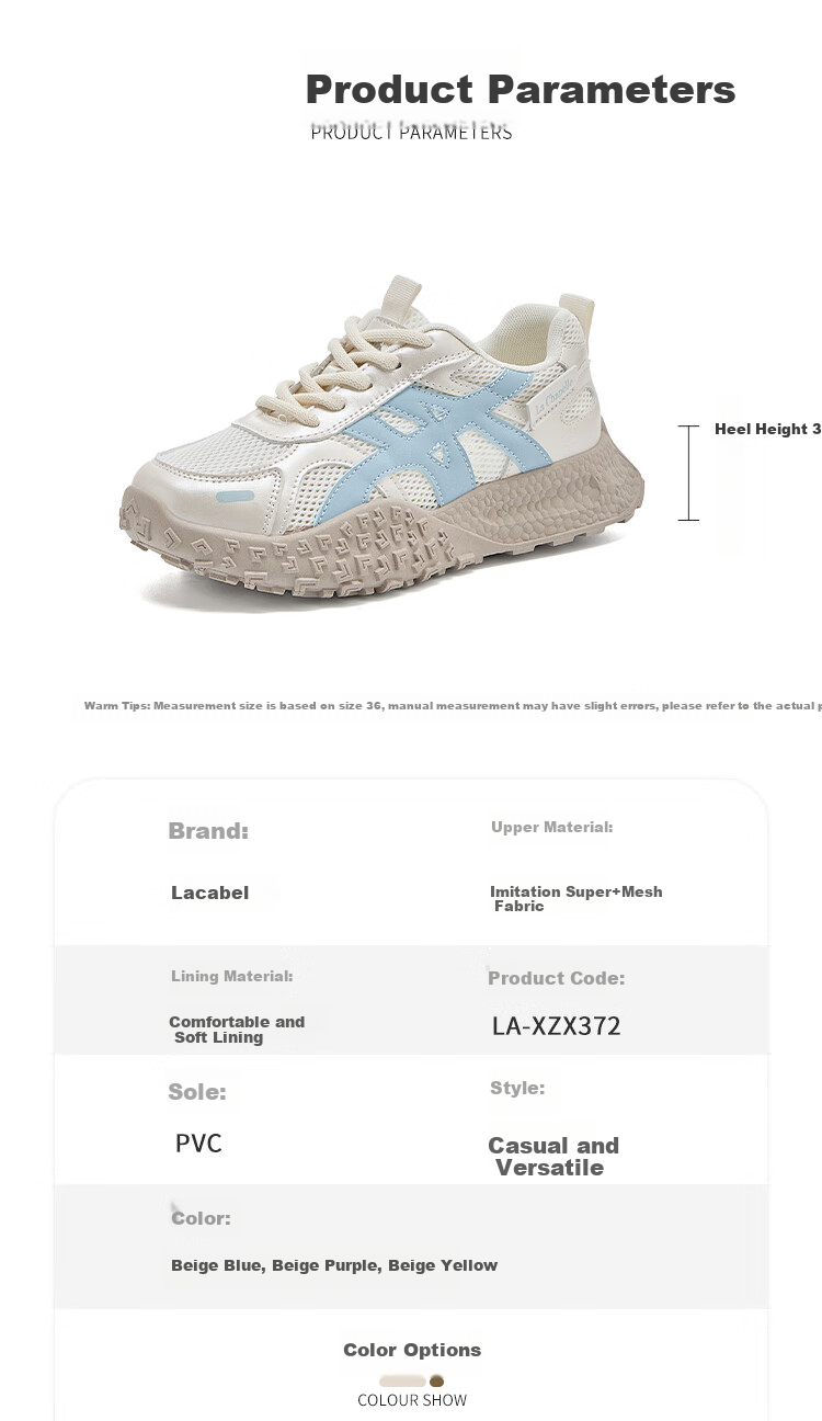La Chapelle Women's Sports Mesh Training Shoes New Lightweight Casual Running Shoes Beige Purple Size 37 2