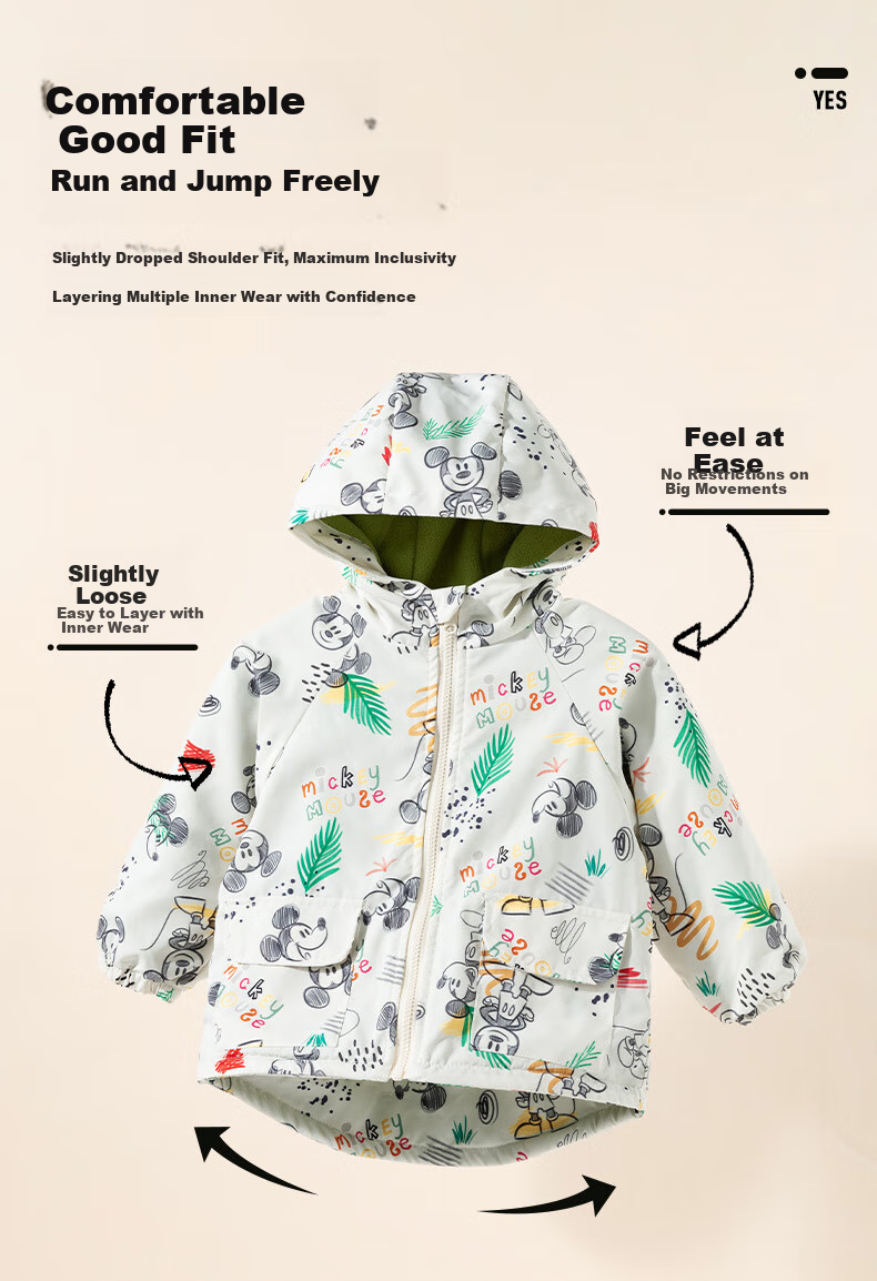 Disney Spring Autumn Kids Graffiti Minnie Hooded Jacket Comfortable Warm Windproof Coat Graffiti 110 16