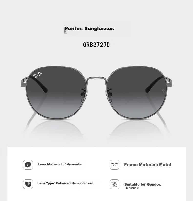 RayBan RayBan (RayBan) Sunglasses for Men And Women, Full Frame Outdoor Driving Glasses 0RB3727D 2