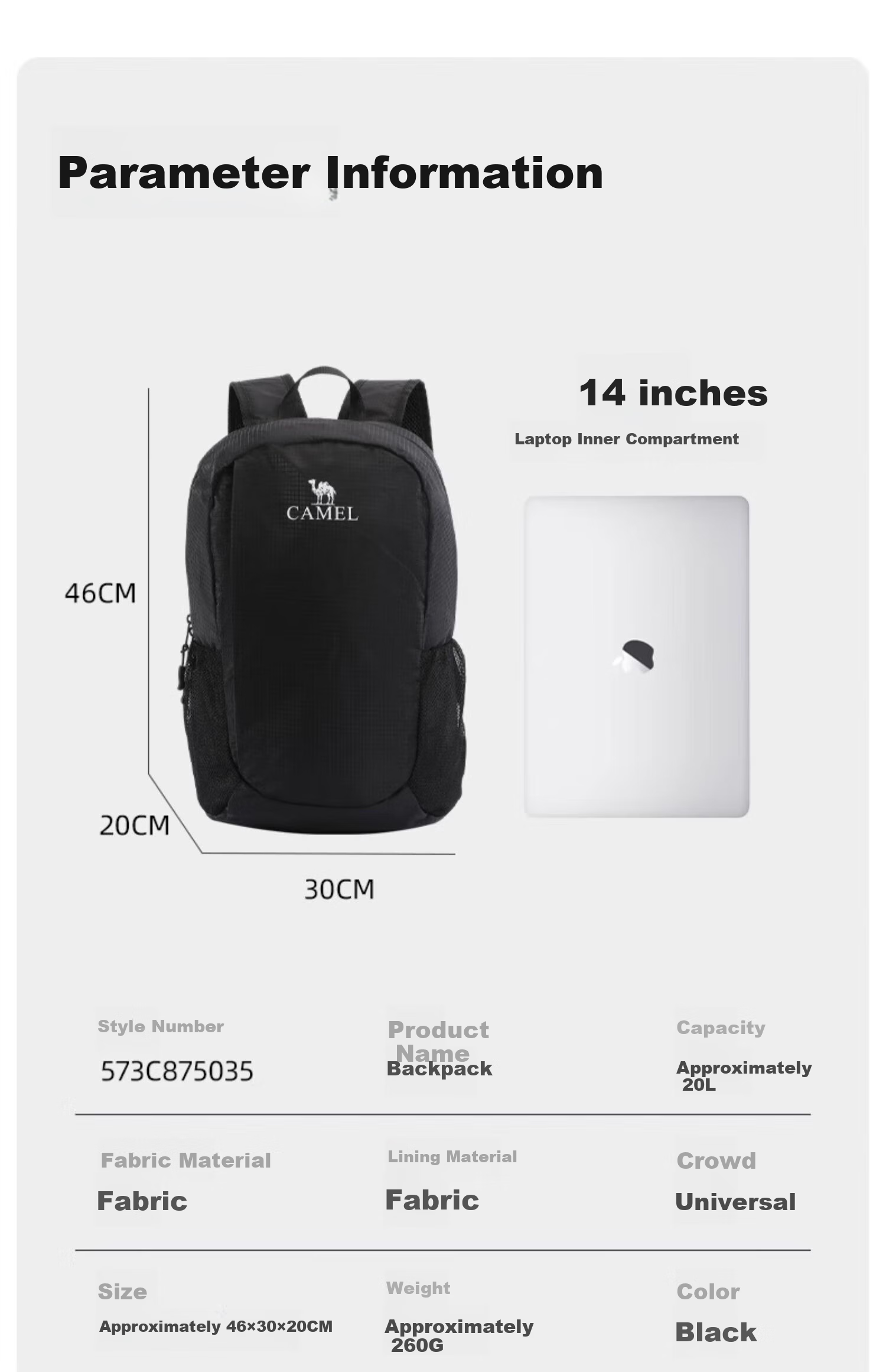 CAMEL Outdoor Backpack for Hiking, Travel, Leisure, Students, Mountaineering And Casual Use 573C875035 9