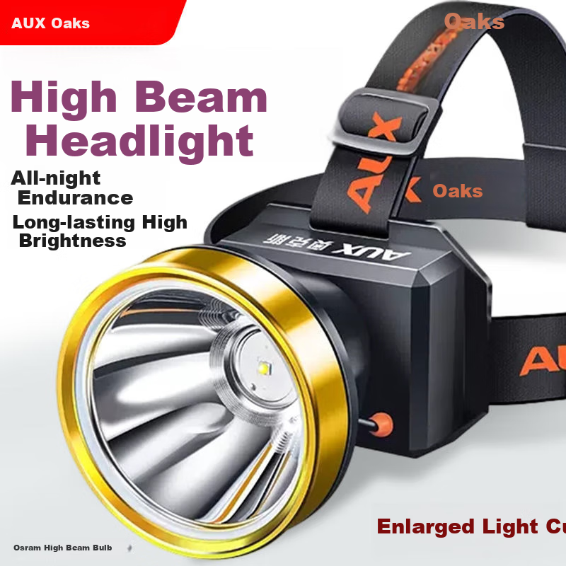 Aokesi Headlamp, High Brightness, Ultra-Bright, Head-Mounted, Long-Lasting Battery Life, Outdoor Beach Combing, Night Fishing, Waterproof, Work Mining Flashlight