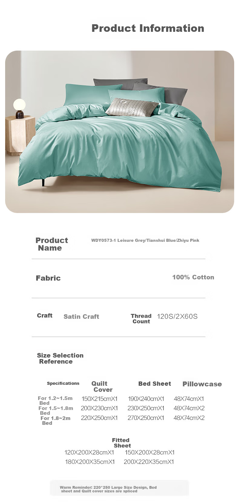 LUOLAI Home Textiles, 60 Count 100% Pure Cotton Duvet Cover, Single Piece, Purple, 220*250 10