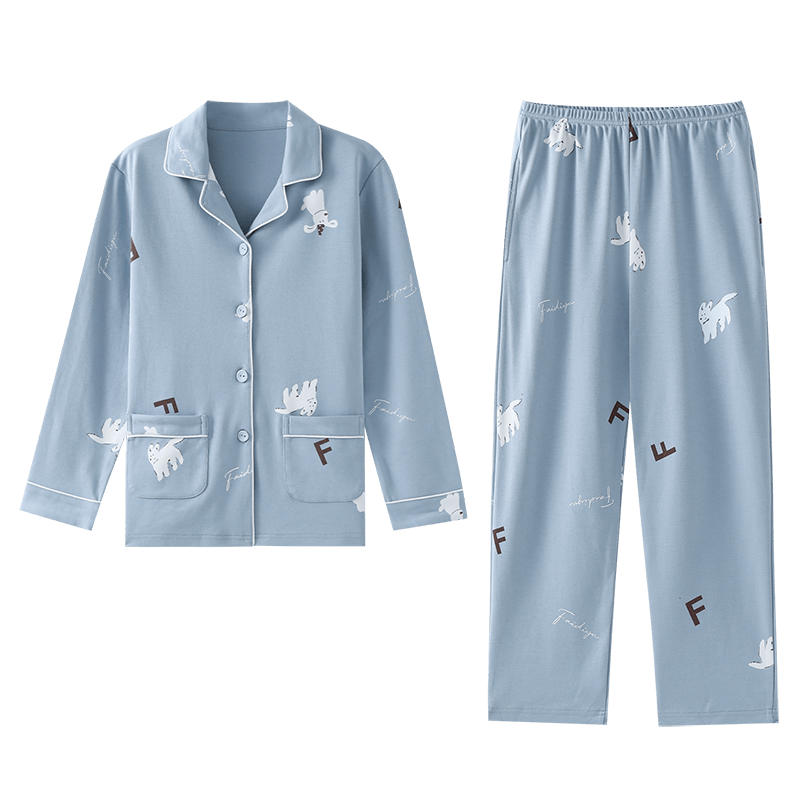 Hodo Kids Spring Summer Boys' Pure Cotton Antibacterial Long Sleeve Pajama Set for Older Children Homewear