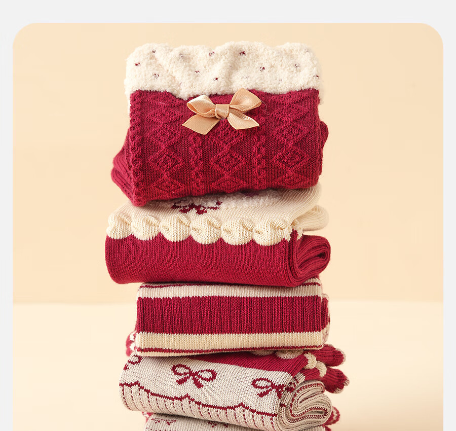 Mianqixiong New Year Red Socks for Zodiac Year Children's Socks Girls' Christmas Cotton Socks 2025-XNY01-1-3 6