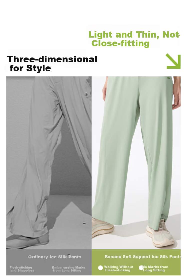 Beneunder Wide-Leg Pants, Casual Trousers for Women, Sports Ice Silk Sun Protection Long Pants, Loose Fit Spring And Summer Soft Support, New Style AL844, Size 25 5