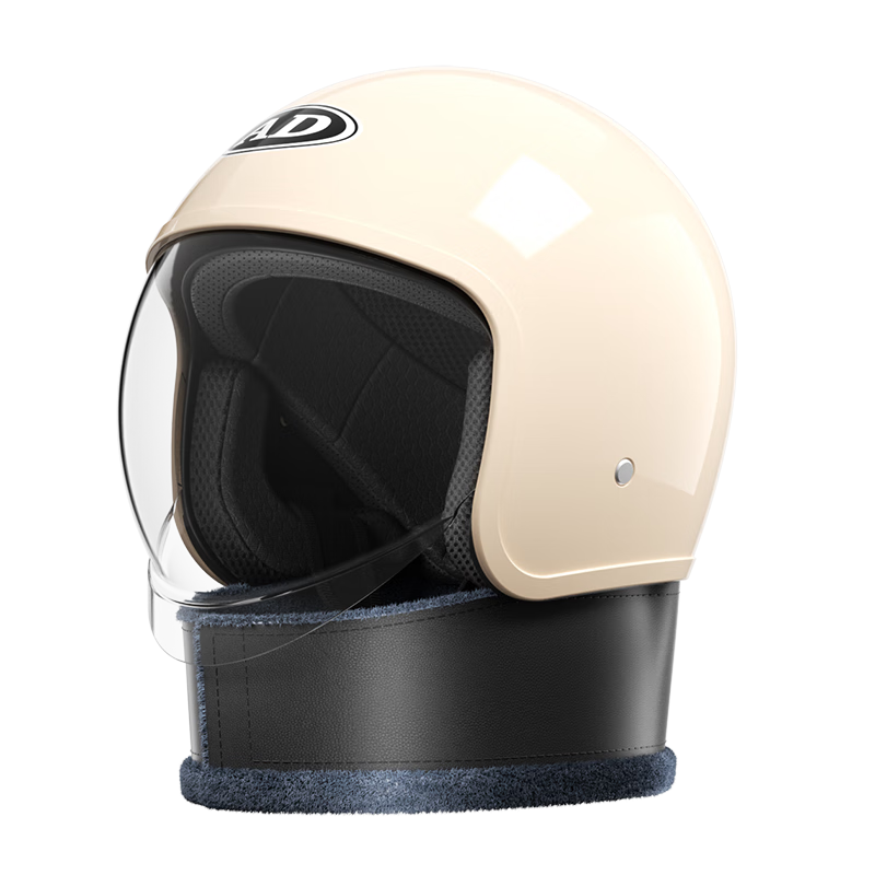 AD Electric Bike Helmet 3C Certified Class A Unisex Four-Season Electric Scooter Safety Helmet Winter Half Helmet Summer Retractable Visor Motorcycle Retro Helmet FG05 Beige Neck Warmer