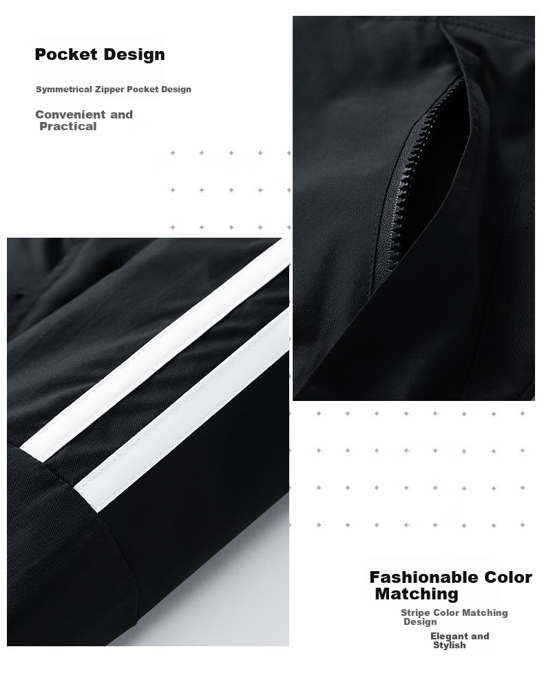 TUCANO Jacket for Men, Spring And Autumn Outerwear, Casual Stand-Up Collar, Loose-Fitting Outdoor Striped Windproof Menswear Top, Black, 4XL 3