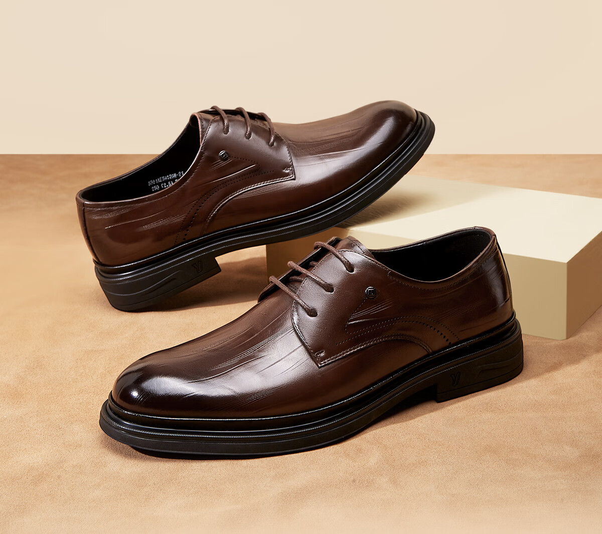 Yierkang Men's Shoes, Stylish Leather Shoes, British Style Business Formal Shoes, Derby Shoes, 59120W, Black, Size 39 2