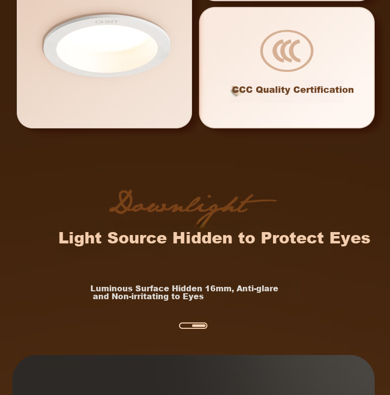 CHNT LED Anti-Glare Recessed Downlight for Living Room Bedroom Corridor 5W Tri-Color Light 75-85mm Cutout 10-Pack 4