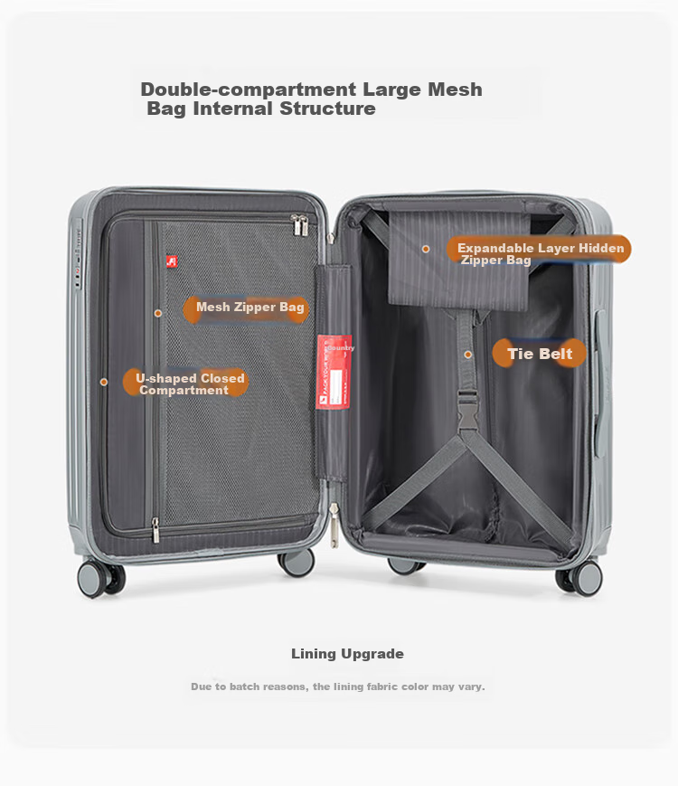 OWAS Luggage, 20-Inch Carry-On Suitcase, Expandable Large Capacity Trolley Case for Men And Women, Password Lock, Leather Suitcase, Gray Color 12