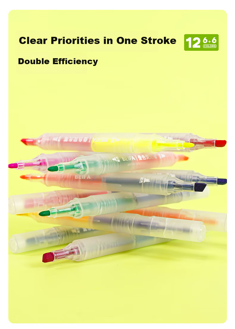 BEIFA Dual-Head Layered Highlighter Pen, Marking And Emphasis without Bleeding Soft Tip Marker Pen, High-Value Handwritten Journal Pen, Breaking Dawn Thrill [Back-To Essential] 4