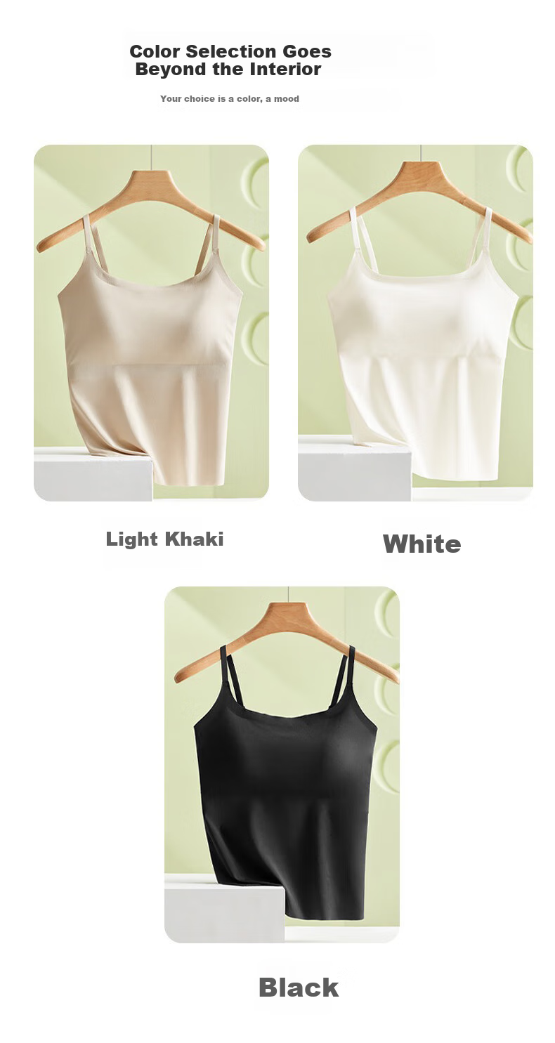 Langsha Women's Camisole Tank Top with Built-In Bra Pads, Backless Design, White Color, Suitable for Inner Or Outer Wear 14