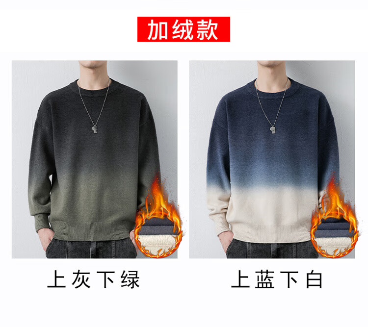 PLAYBOY Men's Crew Neck Sweater Autumn Winter Knitwear Jacket Blue and White 3XL 1