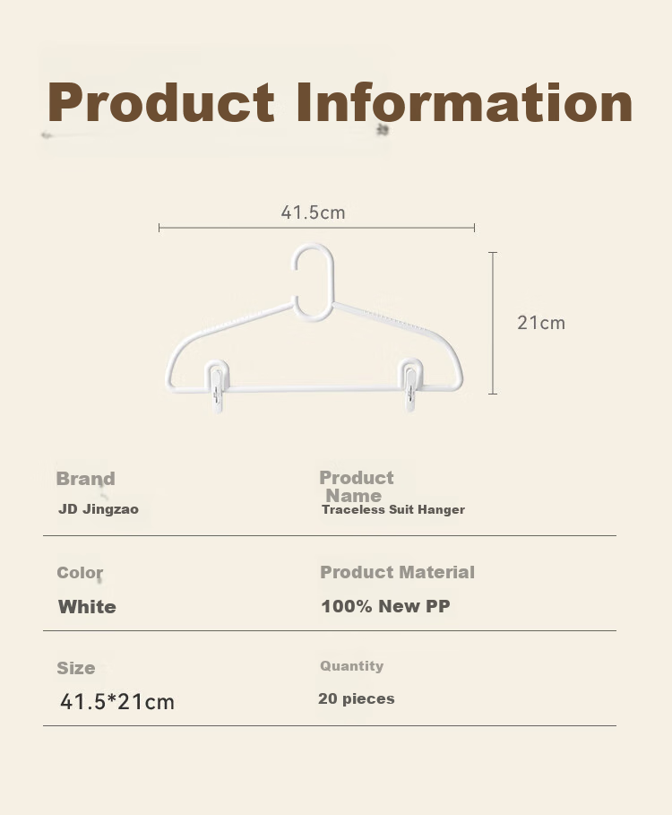 JD Original Non-Slip Clothes Hangers with Pants Clips, Thickened Wide Shoulder Hangers for Home Use, Adult Size, 20 Pieces 1