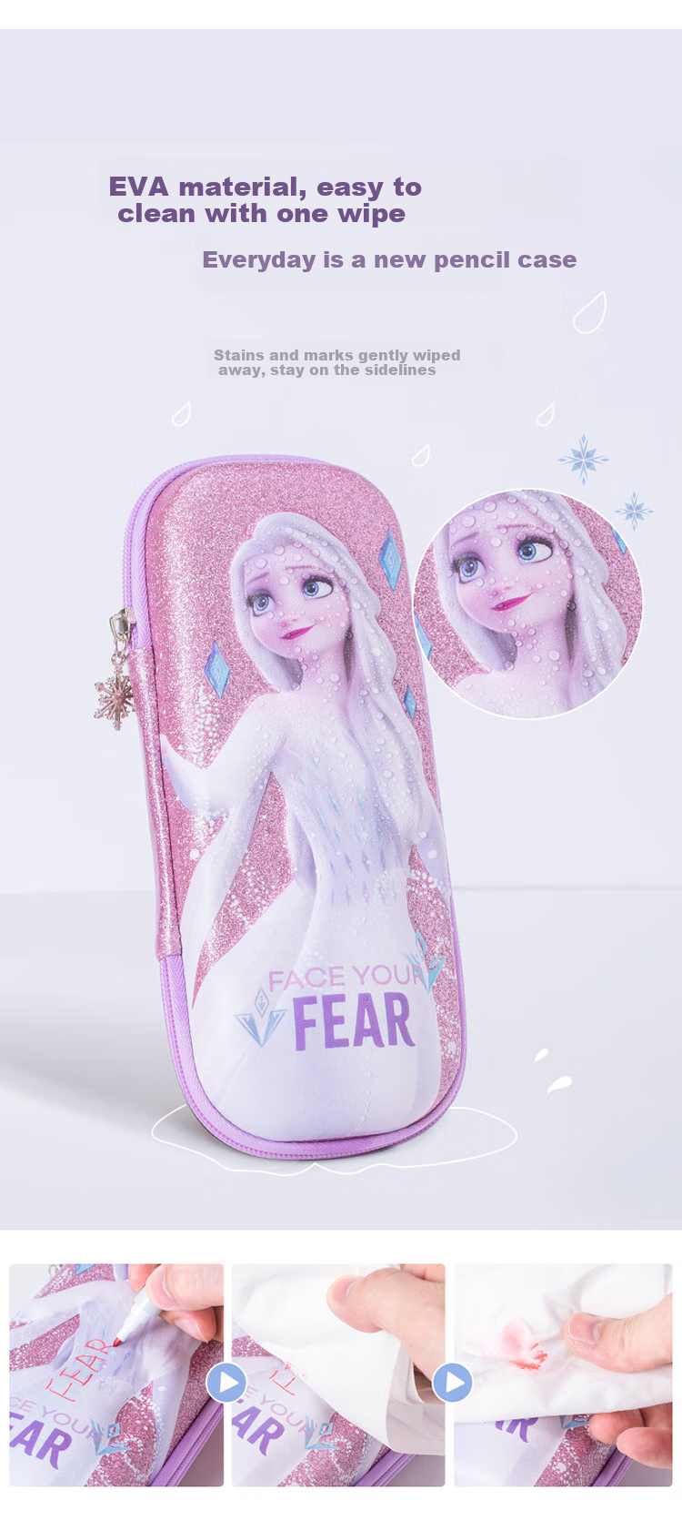 Disney Elementary School Pencil Case, 3D Large Capacity Stationery Box, Crush-Resistant And Drop-Proof EVA Pencil Case, Children's Pencil Bag for Girls, Frozen P85134Z 5