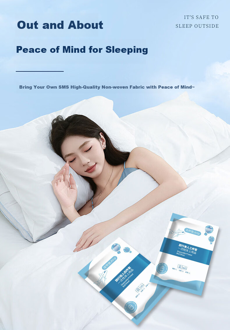 Jtrip Travel Disposable Bedding Set: Bed Sheet, Duvet Cover, Pillowcases - Soft, Thickened, Three-Piece Set, Hotel Bedding, Hygienic Protectio 1