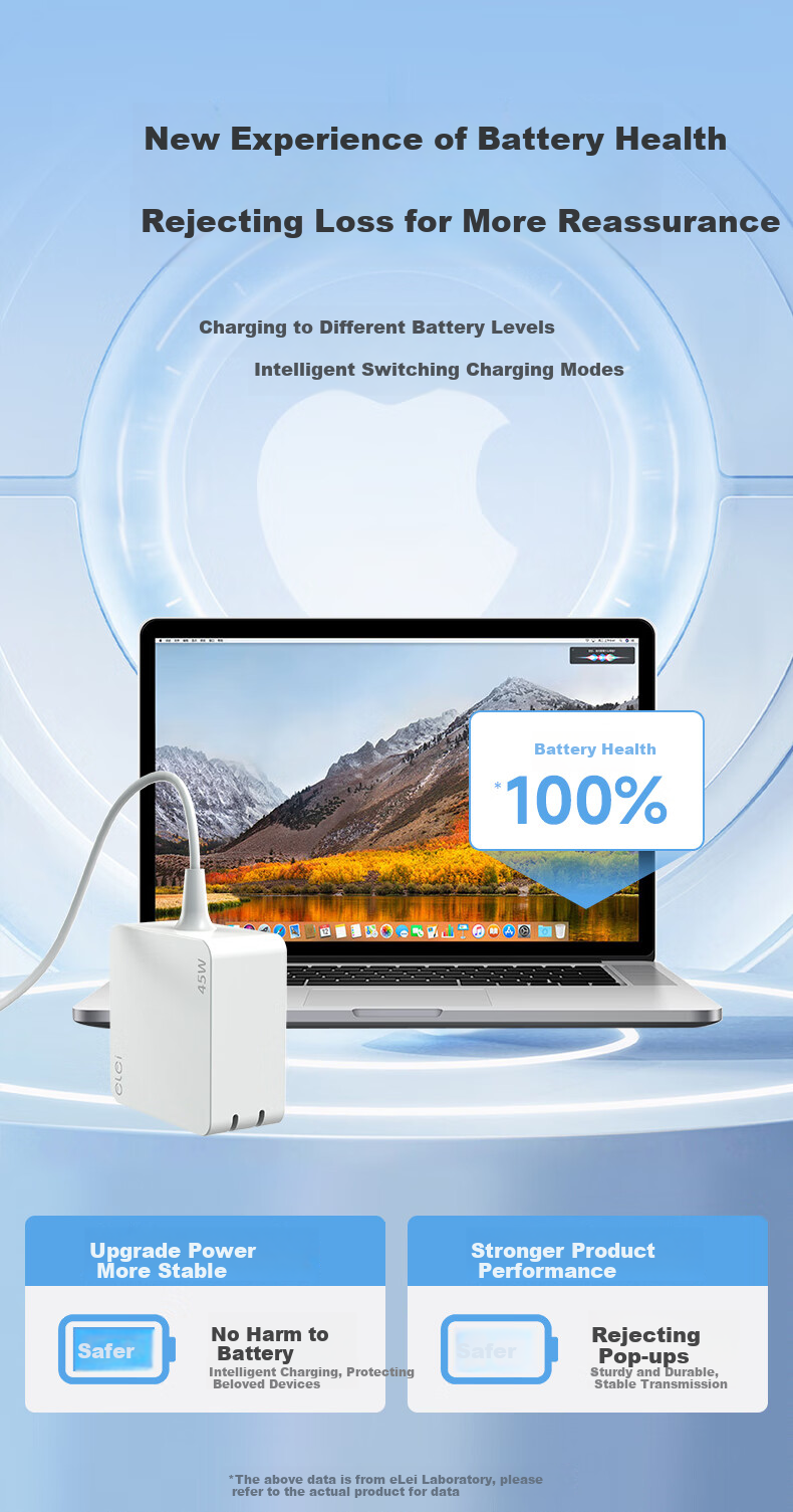 Elei Apple Computer Charger, 85W, for MacBook Pro A1286 A1343 A1297, Laptop Power Adapter Cable, 18.5V 4.6A, Angled Head 4