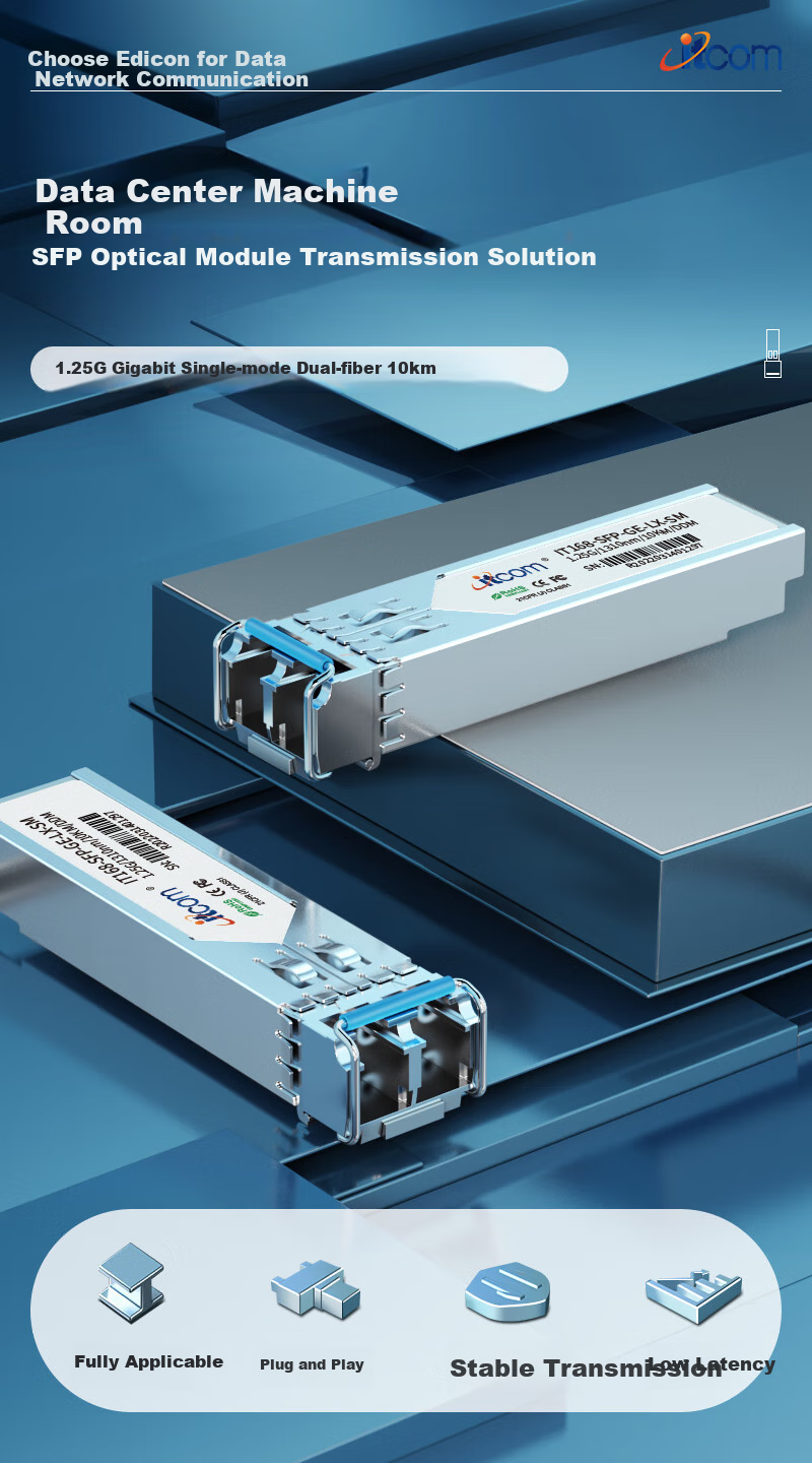Itcom Aidicon Gigabit Optical Module 1.25G Single-mode Single-fiber 1310/1550nm LC 40km BIDI Compatible Domestic Equipment IT168-SFP-GE-LH40-SM-AB Pair 1