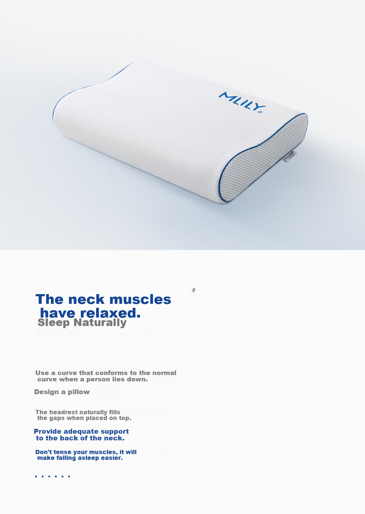 MLILY Memory Foam Pillow, Deep Sleep Cervical Pillow for Adults, Sleeping-Specific Pillow Core, Slow Rebound, Single Neck Protection Pillow, Zero Pressure Pillow, Size S 2