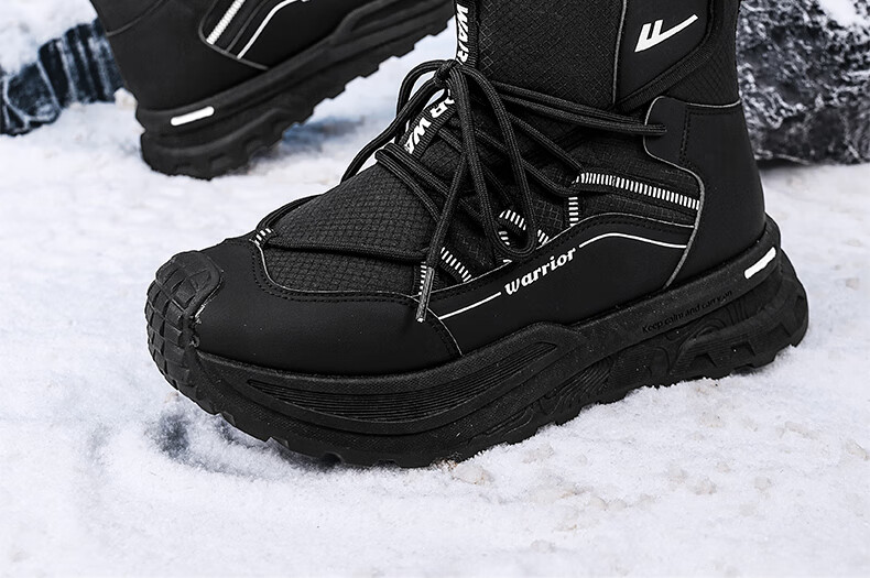 Warrior Official Men's Snow Boots 2026 Spring Cotton Lined Martin Boots Black Size 41 26