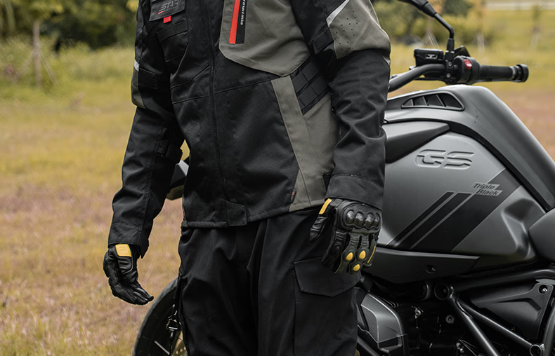 STAR FIELD KNIGHT Motorcycle Riding Jacket, Summer And All-Season Warm Fleece-Lined, Outdoor Motorbike Travel Gear, Black, Size 3XL 19