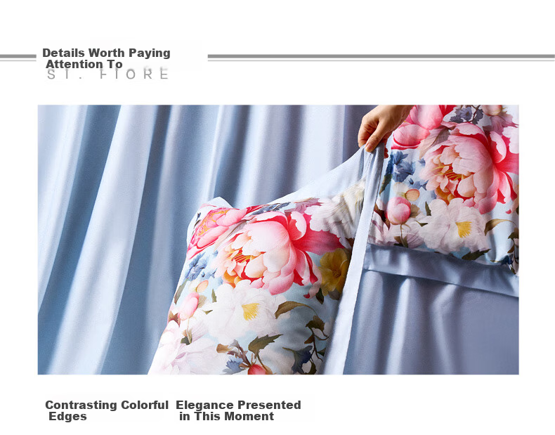 FUANNA Bedding Set, Pure Cotton 100% Bedsheet And Duvet Cover, Floral Pattern Set, Double Size, 203*229cm, Shengshi 21