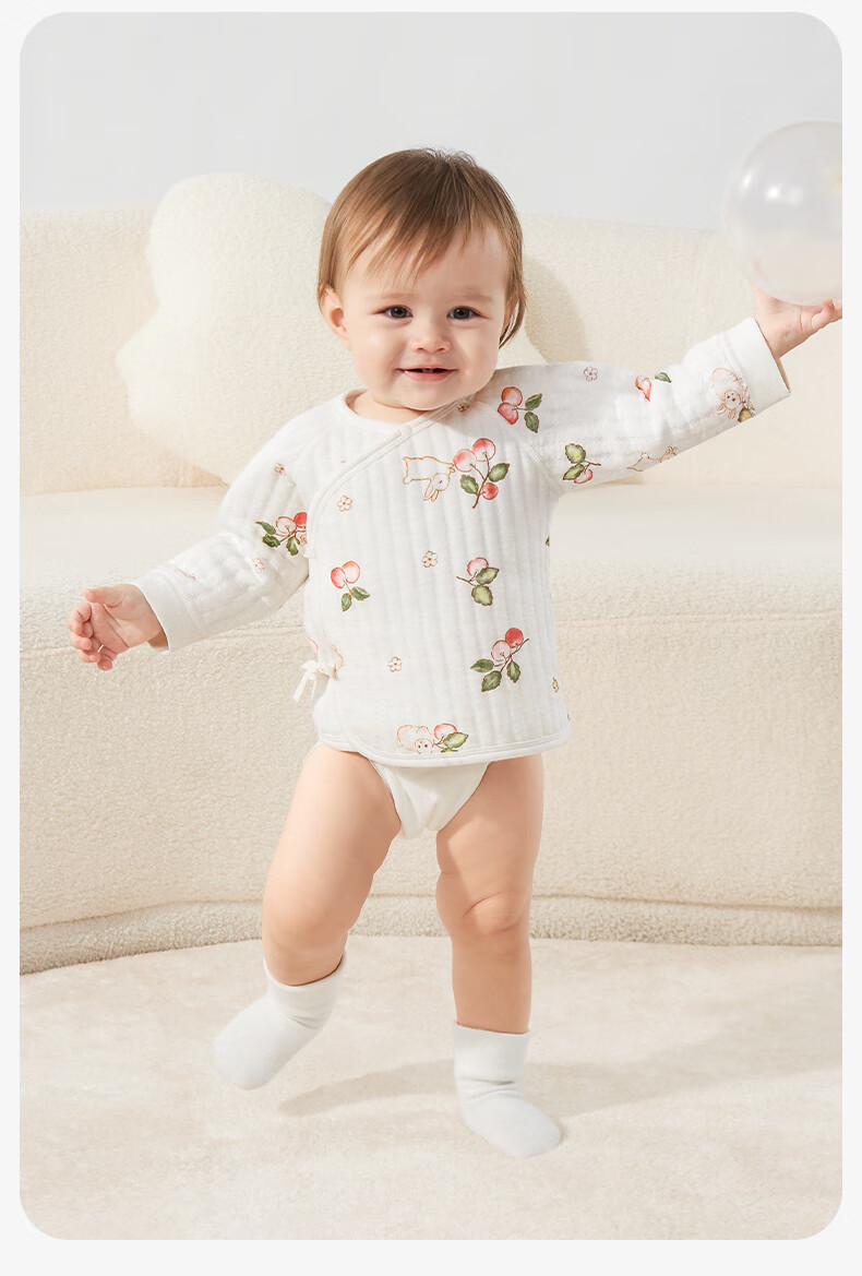 Aibedila Baby Half-Back Romper Newborn Autumn Winter Quilted Air Layer Warm A-Class Cotton Infant Onesie 9