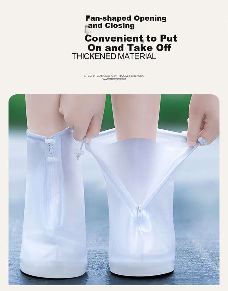 BWNK Waterproof Shoe Covers, Thick Rain Boots, Portable Non-Slip Wear-Resistant Rain Boots, White, Size XL 7
