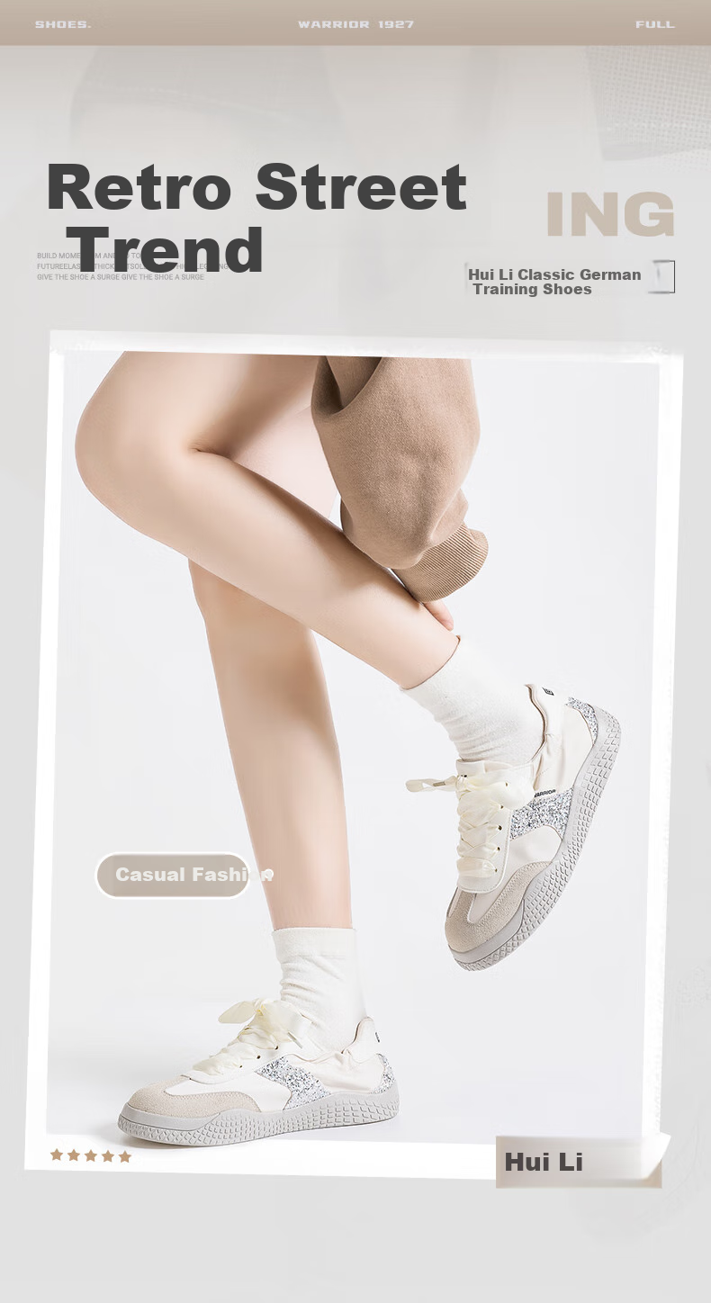 Huili Official Women's Sneakers, New Spring 2026 Style Dexun Shoes, Retro Simple Women's Shoes, Beige Gray, Size 37 1