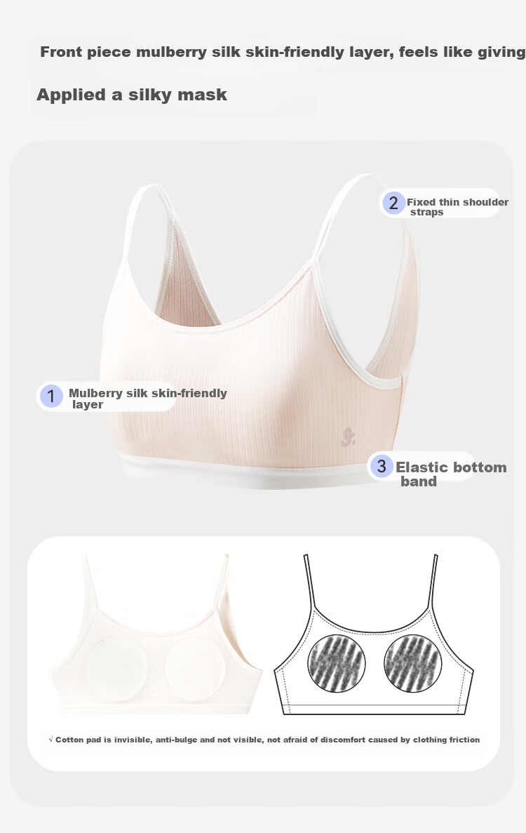 Jiusuiban Children's Underwear, Girls' 80 Modal Silk Development Bra, 8-10 Years Old Girls' Nipple Prevention Camisole Tank Top 8
